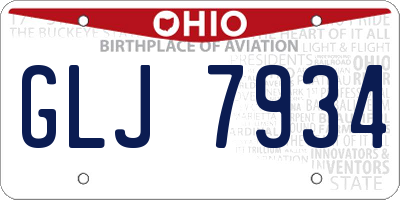 OH license plate GLJ7934