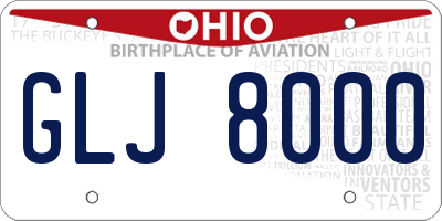 OH license plate GLJ8000