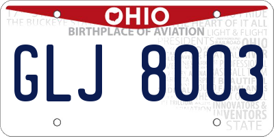 OH license plate GLJ8003