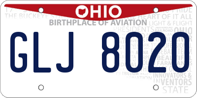 OH license plate GLJ8020