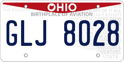 OH license plate GLJ8028