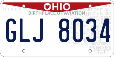 OH license plate GLJ8034