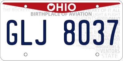 OH license plate GLJ8037