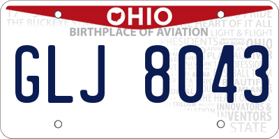 OH license plate GLJ8043