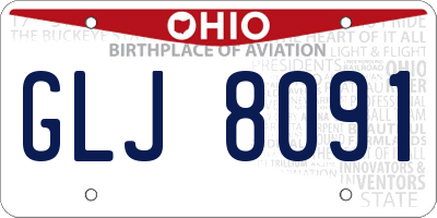 OH license plate GLJ8091