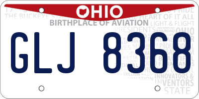 OH license plate GLJ8368