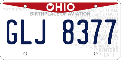 OH license plate GLJ8377