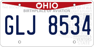OH license plate GLJ8534