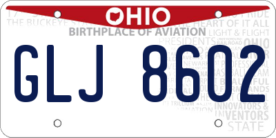 OH license plate GLJ8602
