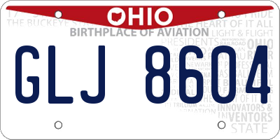 OH license plate GLJ8604