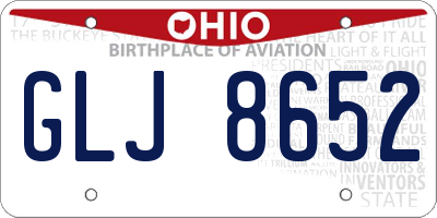 OH license plate GLJ8652