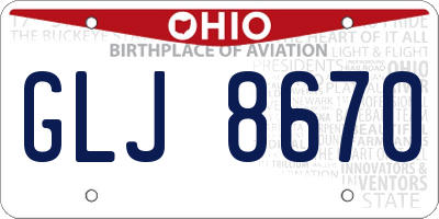 OH license plate GLJ8670