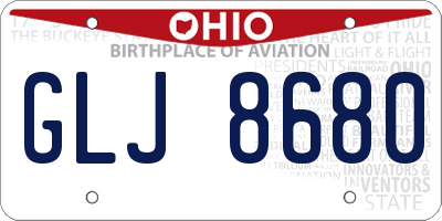 OH license plate GLJ8680