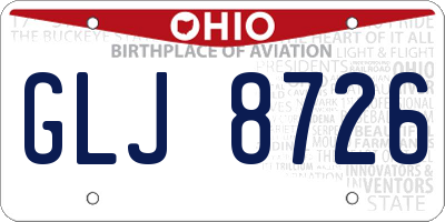 OH license plate GLJ8726