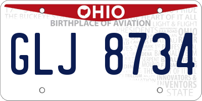 OH license plate GLJ8734