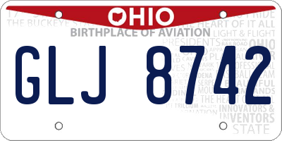 OH license plate GLJ8742