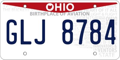 OH license plate GLJ8784