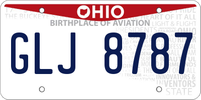 OH license plate GLJ8787