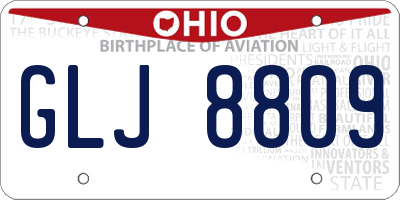 OH license plate GLJ8809