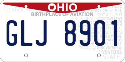 OH license plate GLJ8901