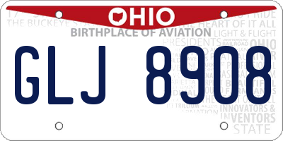 OH license plate GLJ8908