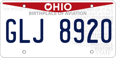 OH license plate GLJ8920