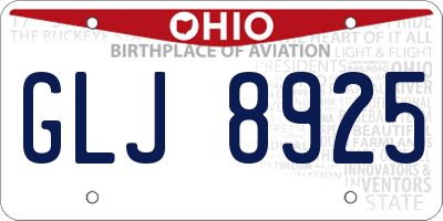 OH license plate GLJ8925