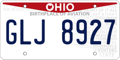 OH license plate GLJ8927