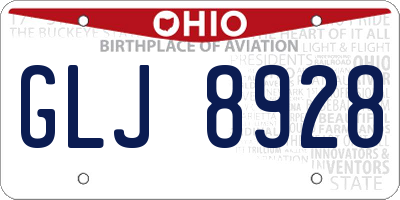 OH license plate GLJ8928