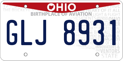 OH license plate GLJ8931