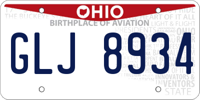OH license plate GLJ8934