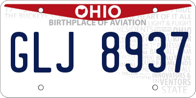OH license plate GLJ8937
