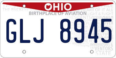 OH license plate GLJ8945
