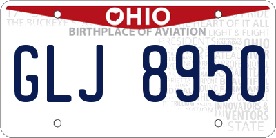 OH license plate GLJ8950
