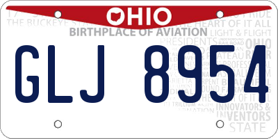 OH license plate GLJ8954
