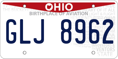 OH license plate GLJ8962