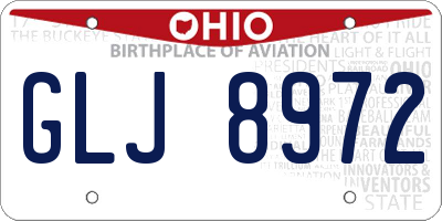 OH license plate GLJ8972