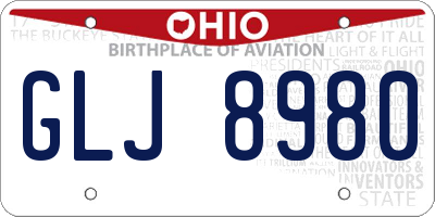 OH license plate GLJ8980
