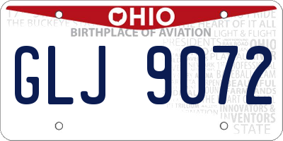 OH license plate GLJ9072