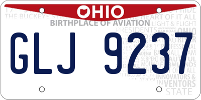 OH license plate GLJ9237