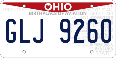 OH license plate GLJ9260
