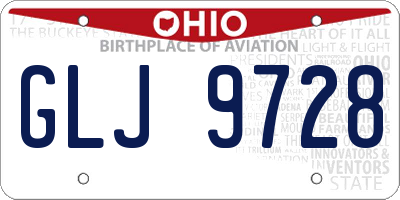 OH license plate GLJ9728