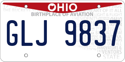 OH license plate GLJ9837