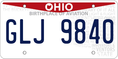 OH license plate GLJ9840