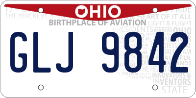 OH license plate GLJ9842