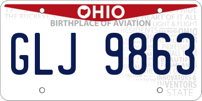 OH license plate GLJ9863