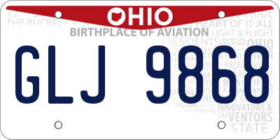 OH license plate GLJ9868