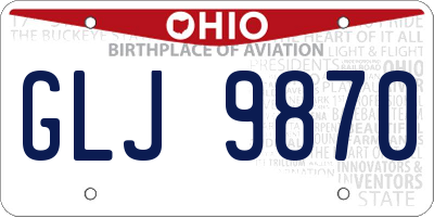 OH license plate GLJ9870