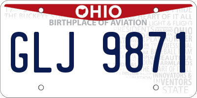 OH license plate GLJ9871