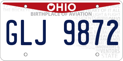 OH license plate GLJ9872